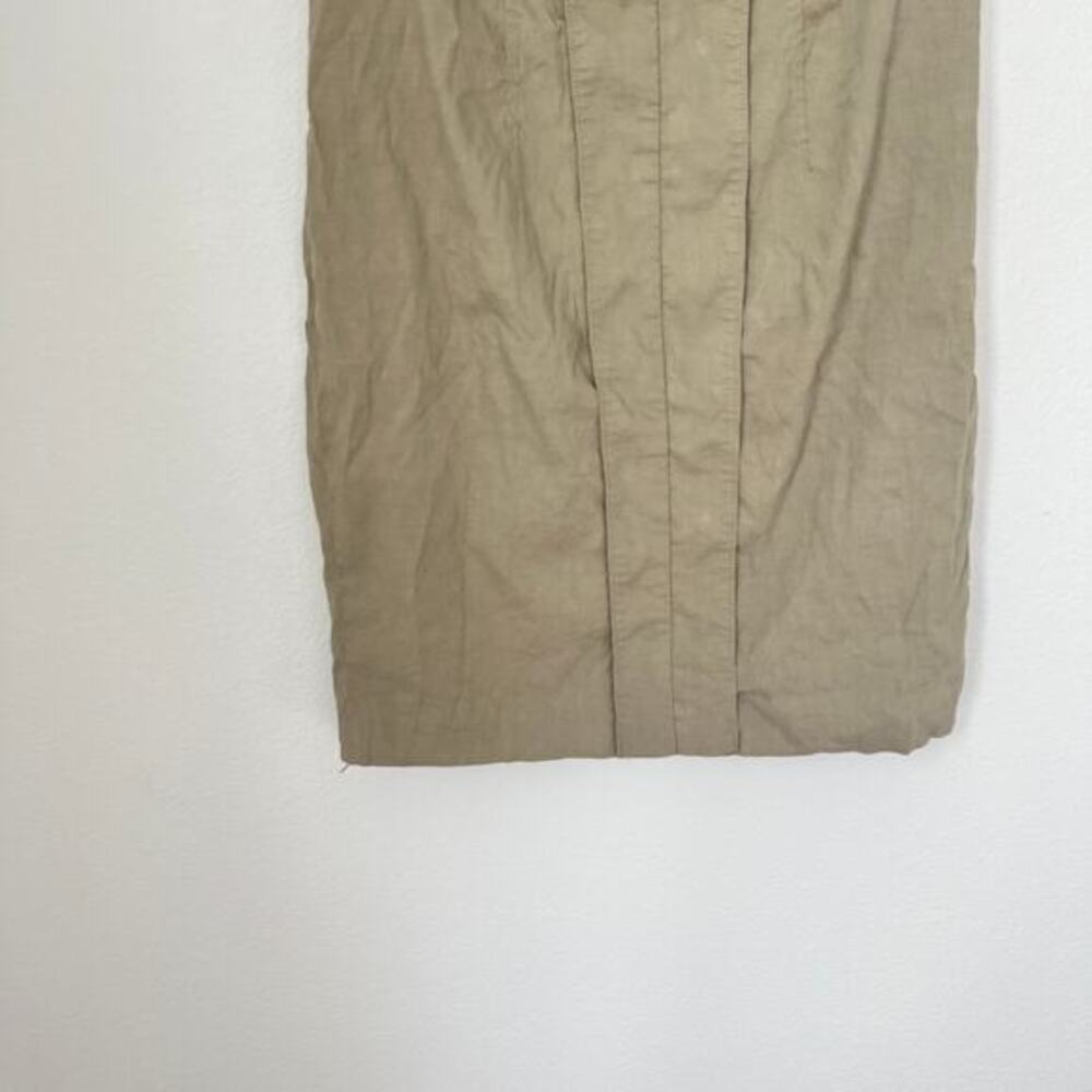 Elie Tahari Khaki Linen Blend Sleeveless Sheath Dress 2 Minimalist Quiet Luxury - Picture 2 of 7